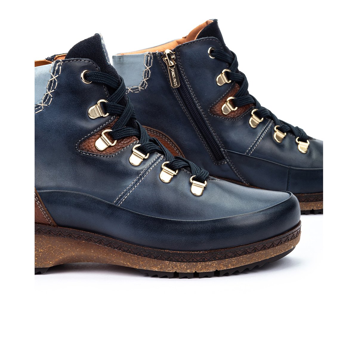 Bottines plates cuir Granada blue, PIKOLINOS