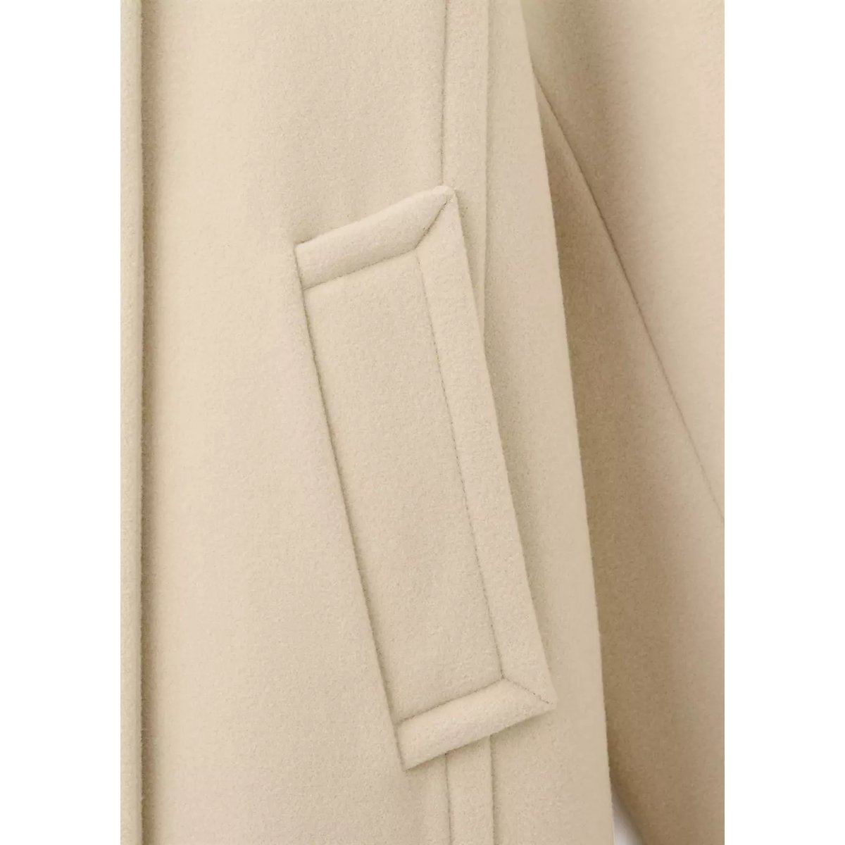 Manteau laine mélangée col cheminée vanille, MANGO