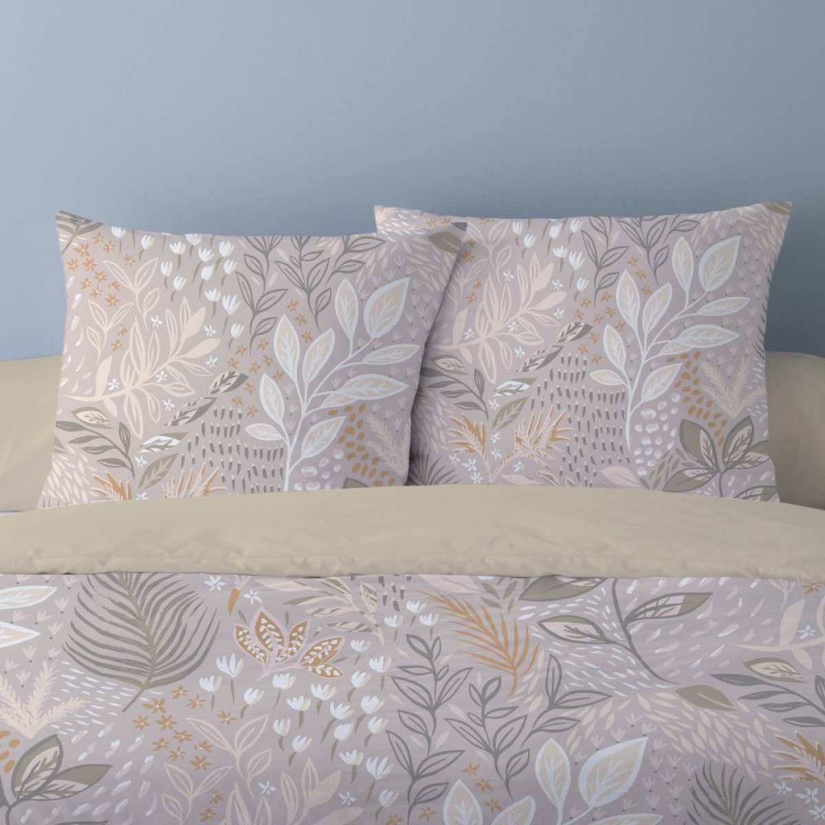 Housse de couette 240x220 SALVIA + 2 taies Percale de coton beige, DECORATIE