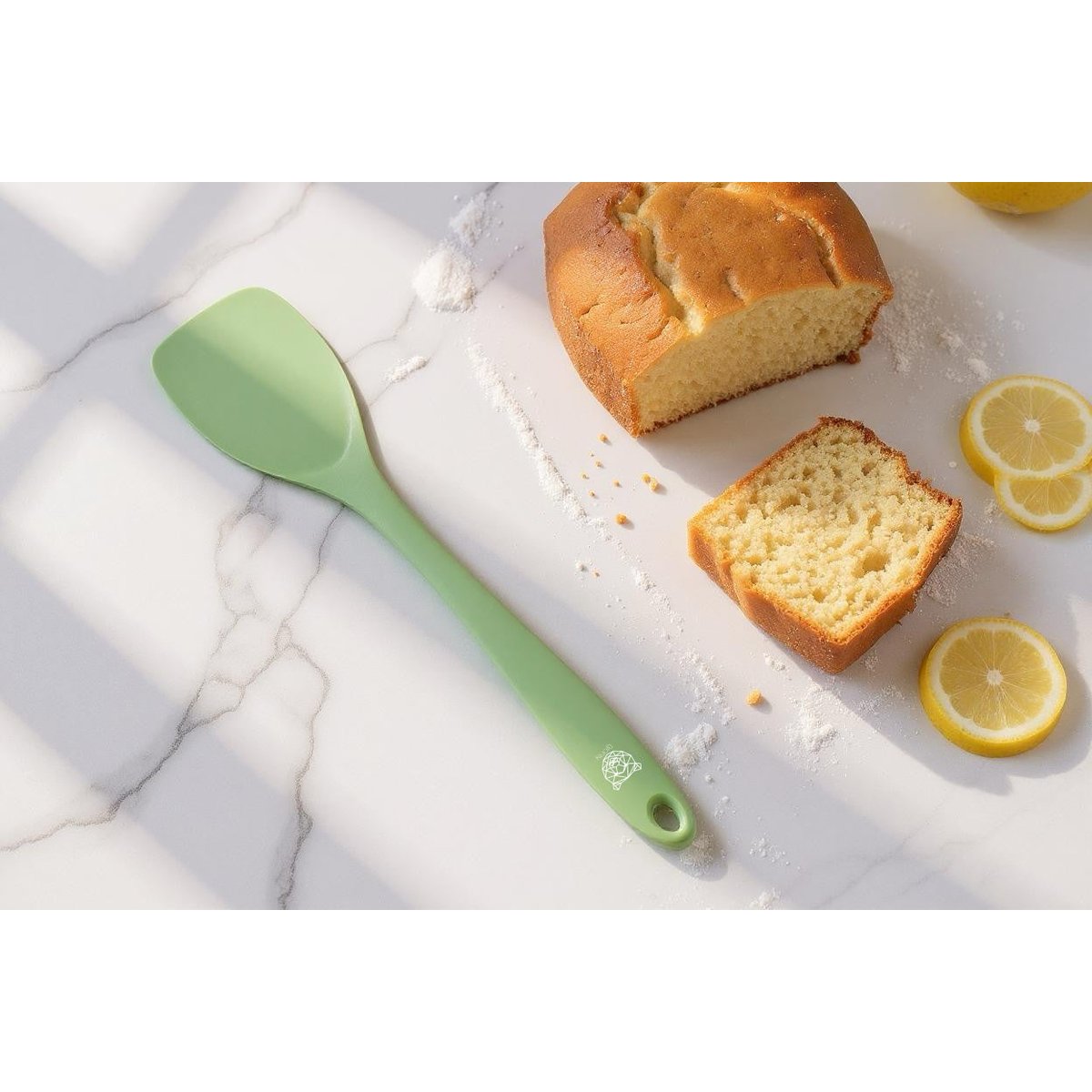 Lot de 2 couverts à salade en silicone et pbt (polybutylène téréphtalate), ne contient pas de mélamine ni polyamide, IVAR vert pâle, BJORN