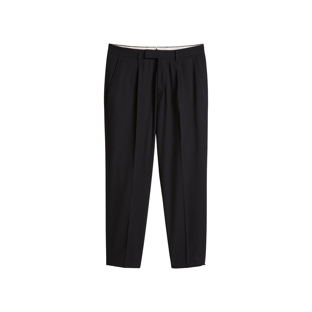Pantalon modèle Belsbo pleats relaxed en laine mélangée estivale bleu foncé, MARC O'POLO