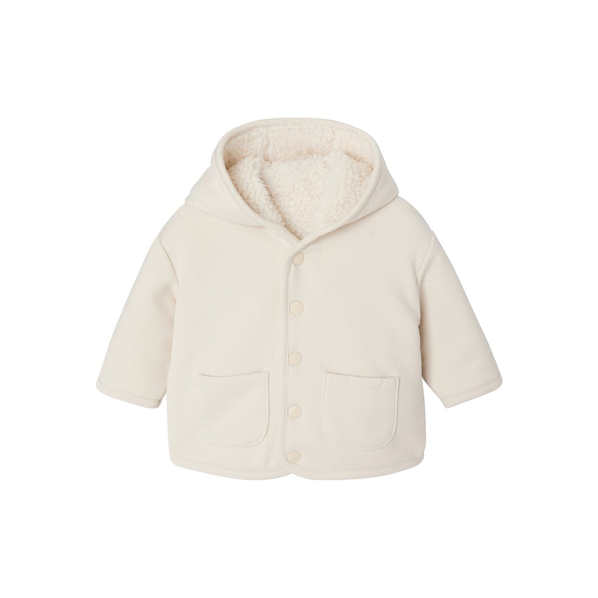 Gilet à capuche naissance vanille, VERTBAUDET