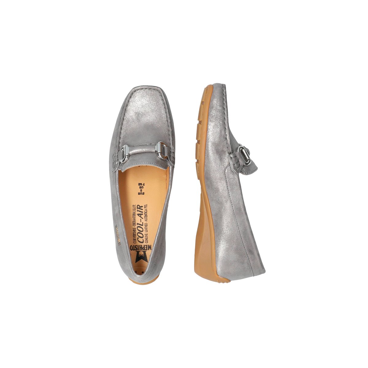 Mocassins en cuir NATALA gris métal p5139, MEPHISTO
