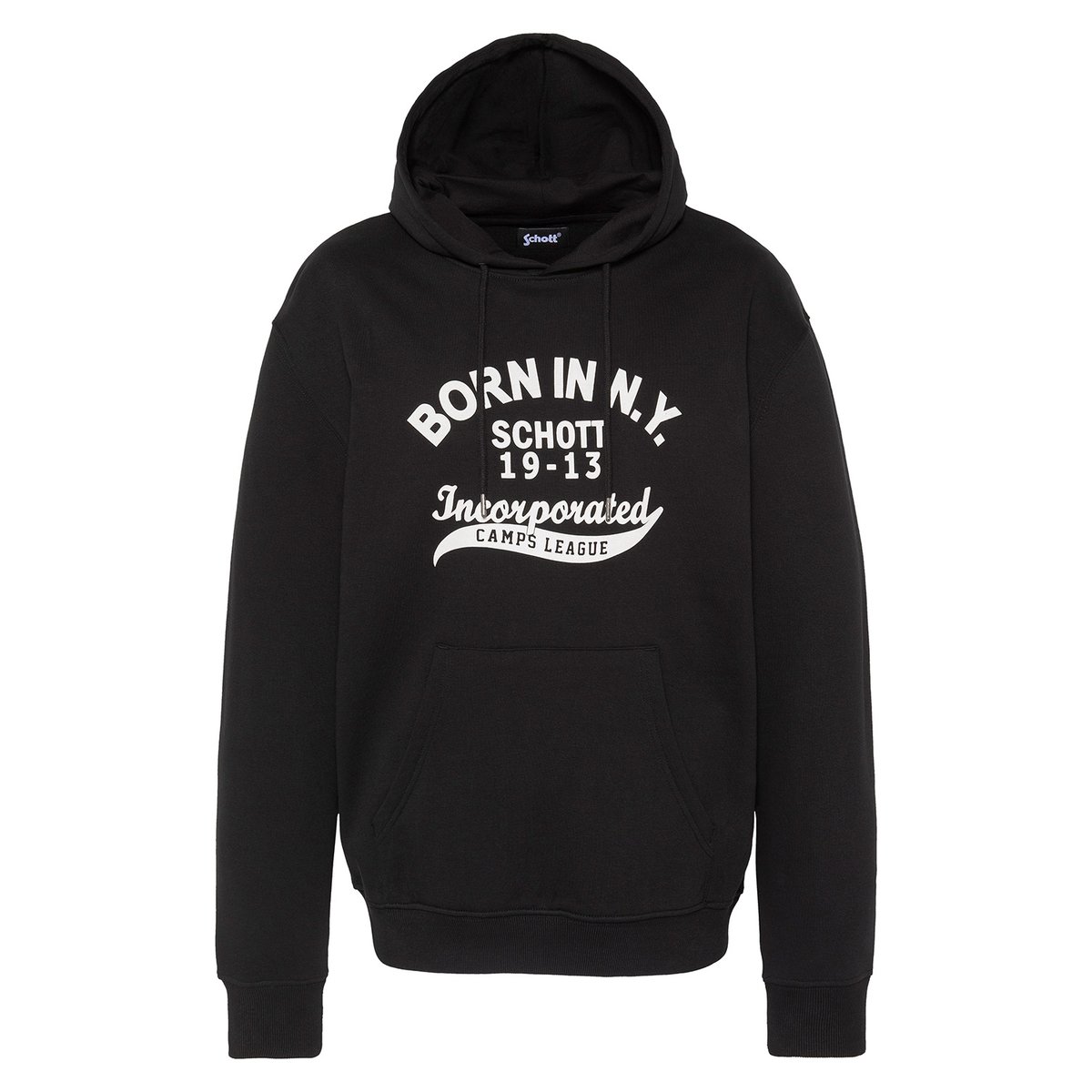 Sweatshirt à capuche imprimé « BORN IN N.Y. » noir, SCHOTT