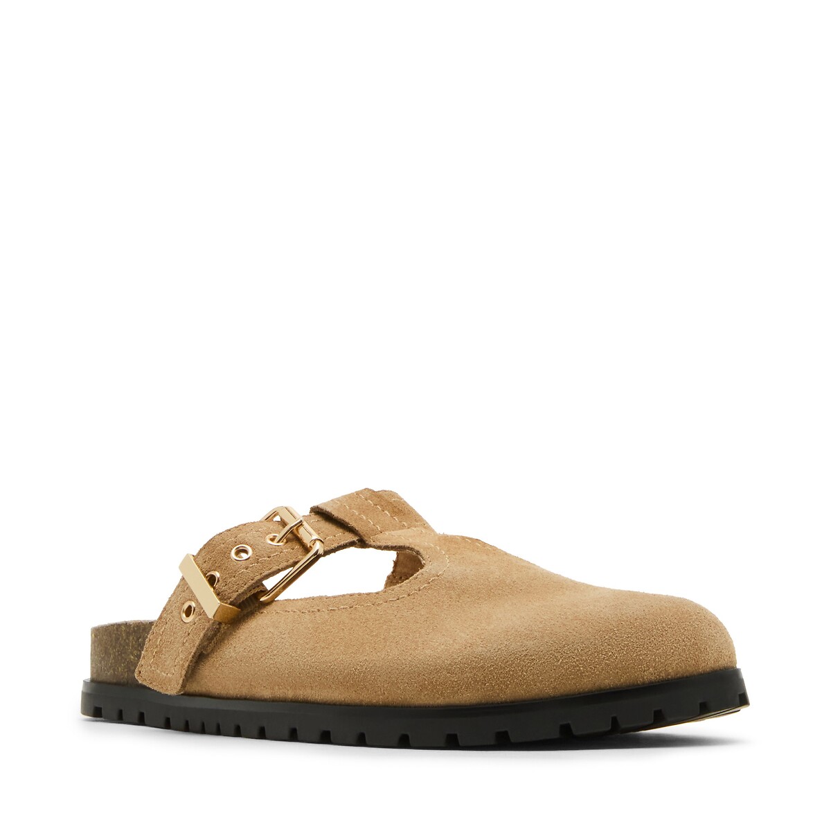 Mules fermées en cuir suède Atticus taupe, STEVE MADDEN