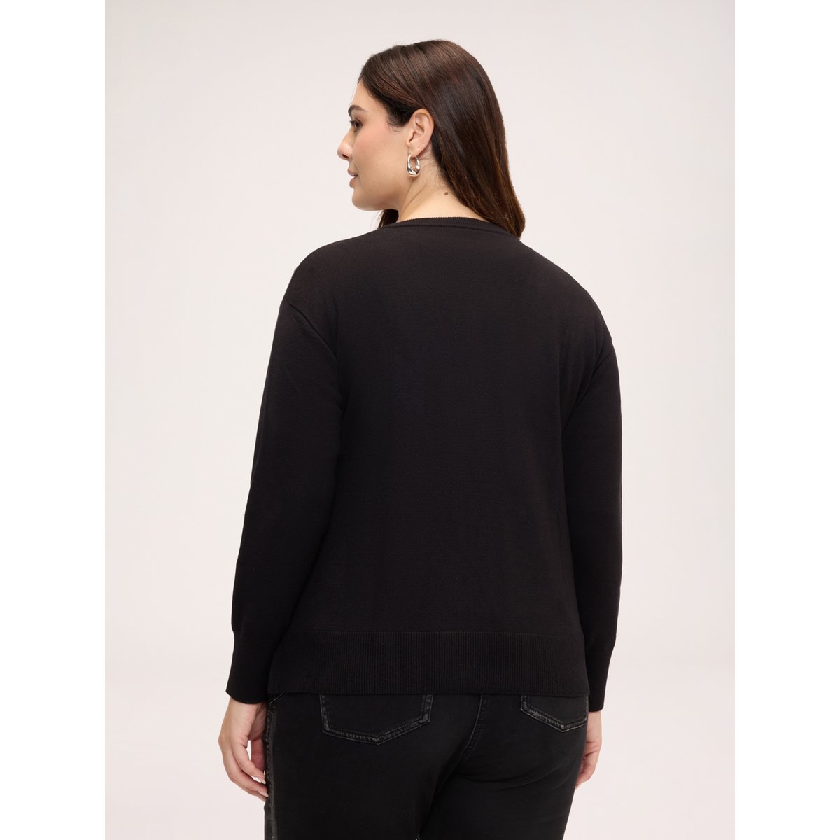 Cardigan col en V avec clous noir, FIORELLA RUBINO