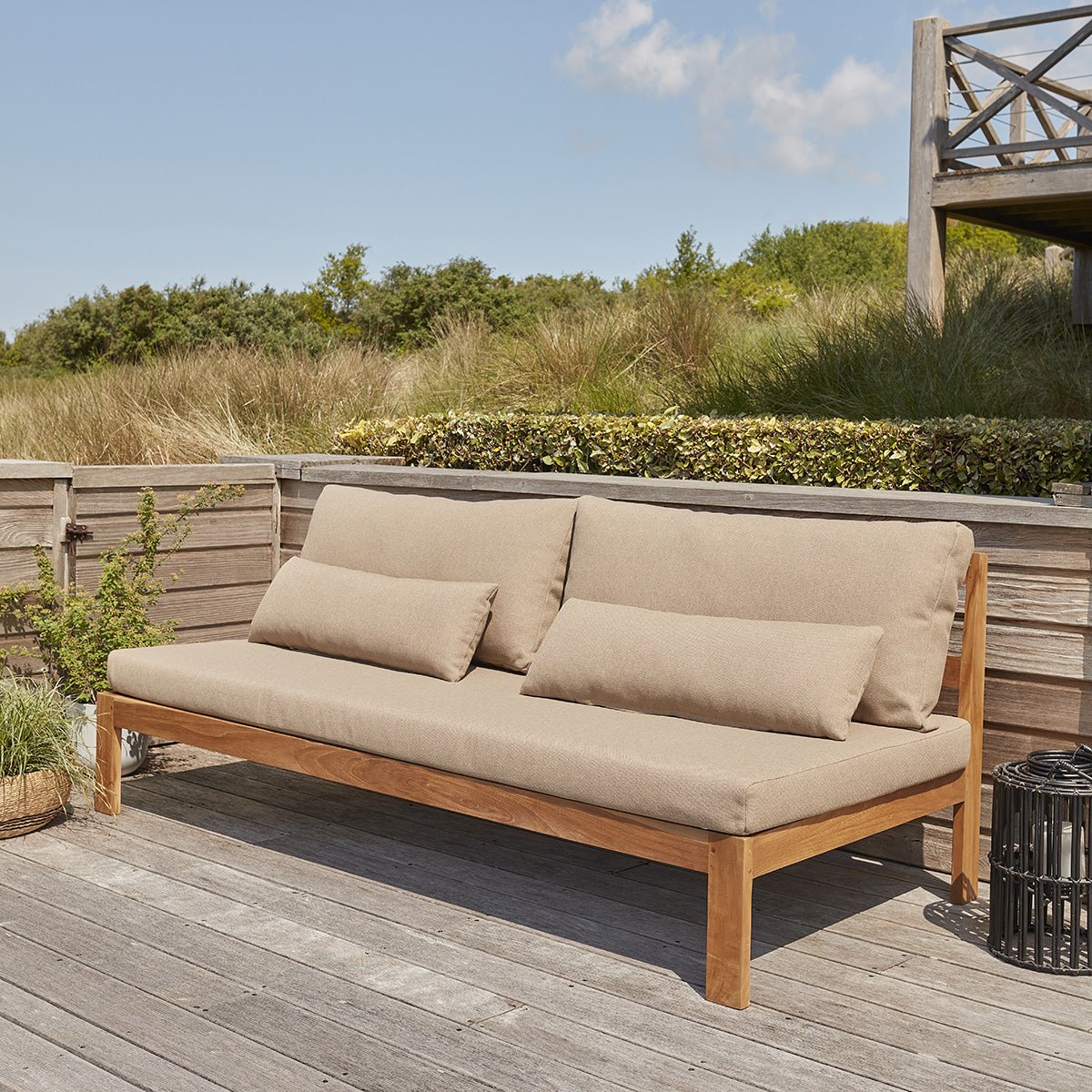 Salon de jardin bas en teck massif  PALMA taupe, BERAH GETAH