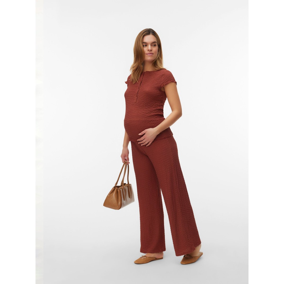 Pantalon rouge - mahogany 1, MAMA LICIOUS