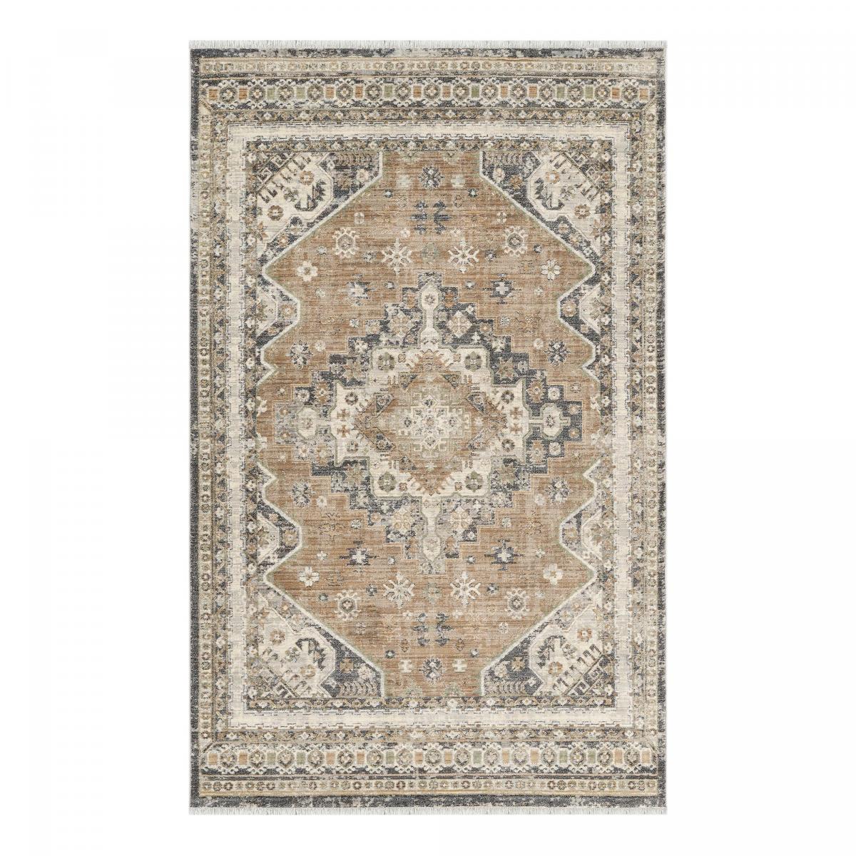 Tapis d'orient, motif oriental authentique, tissé, LYN52 BOUKA beige, crème, gris, UN AMOUR DE TAPIS