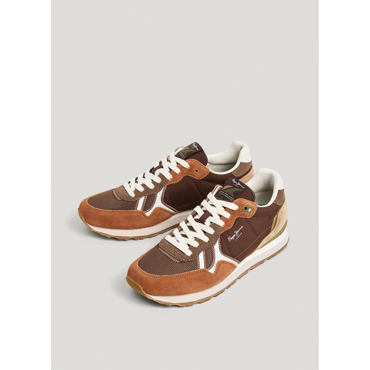 Baskets mix matières BRIT BOOST marron, PEPE JEANS