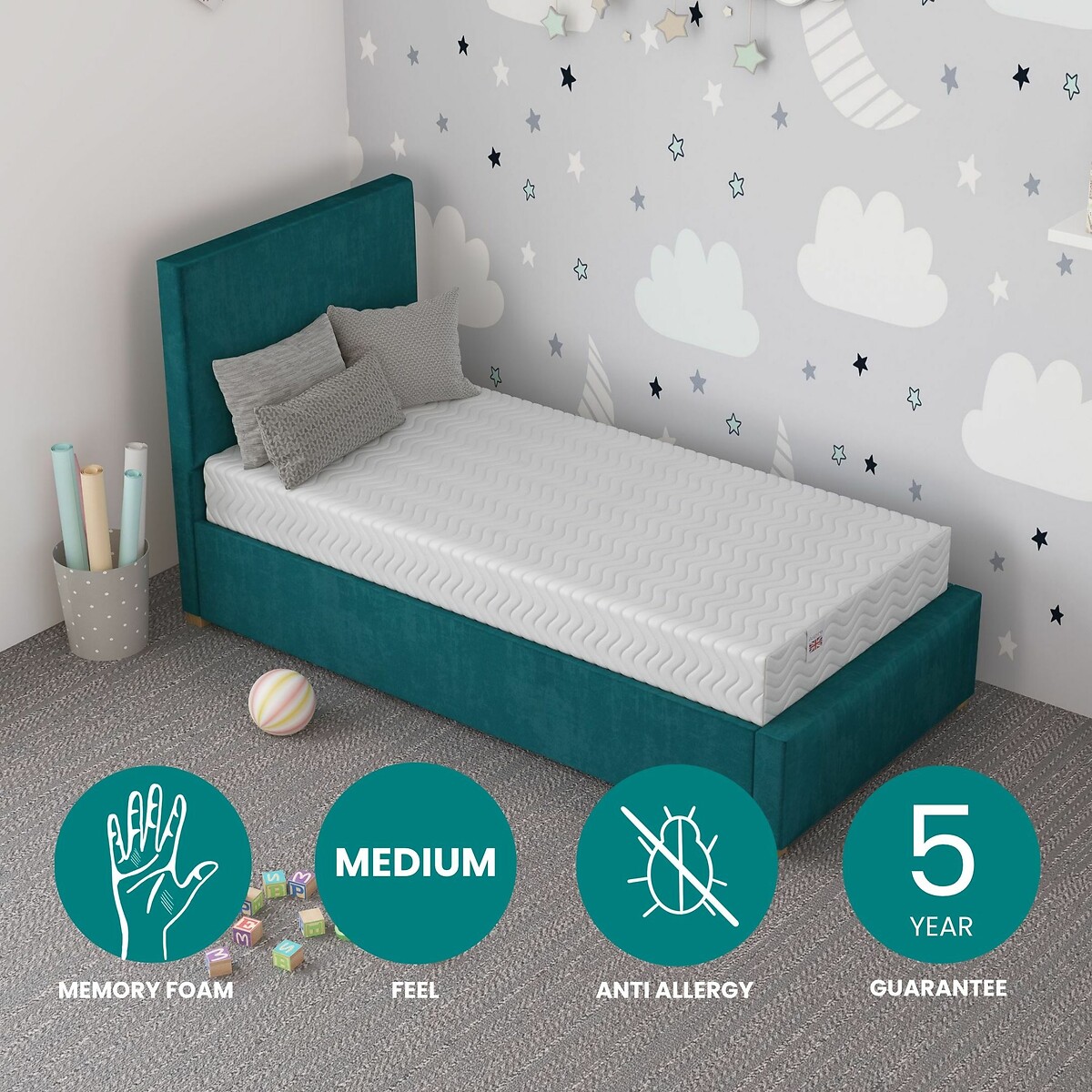 Otho Anti Allergy Kids Foam Mattress with OEKO-TEX Fabric white, ASPIRE