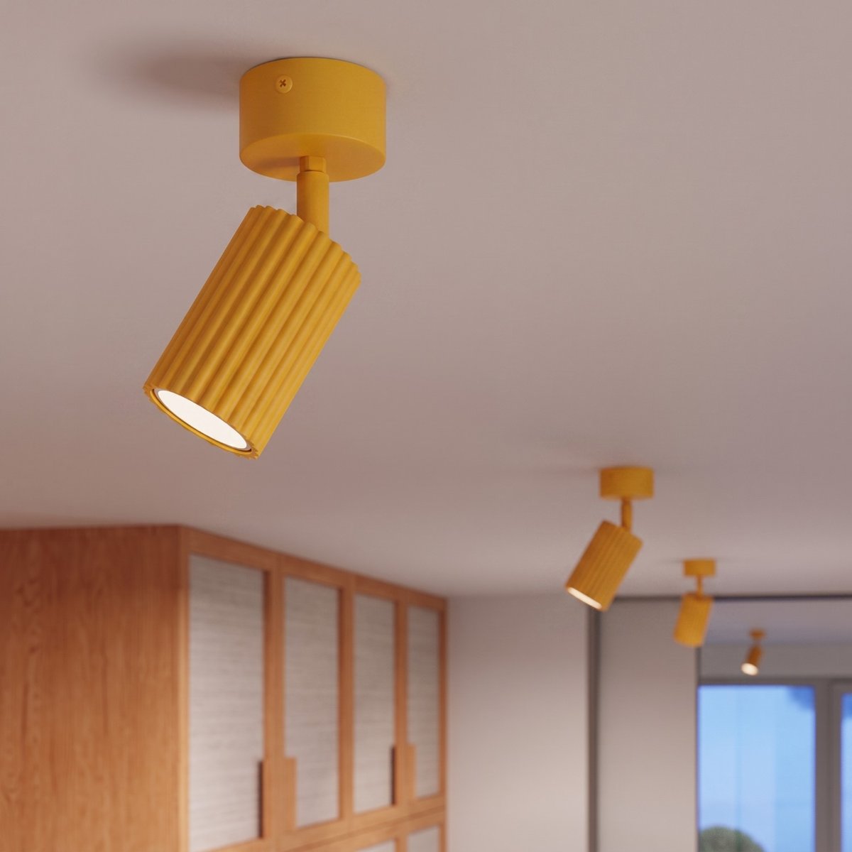 Plafonnier Aluminium Jaune GU10 1 Karbon jaune, EDEN