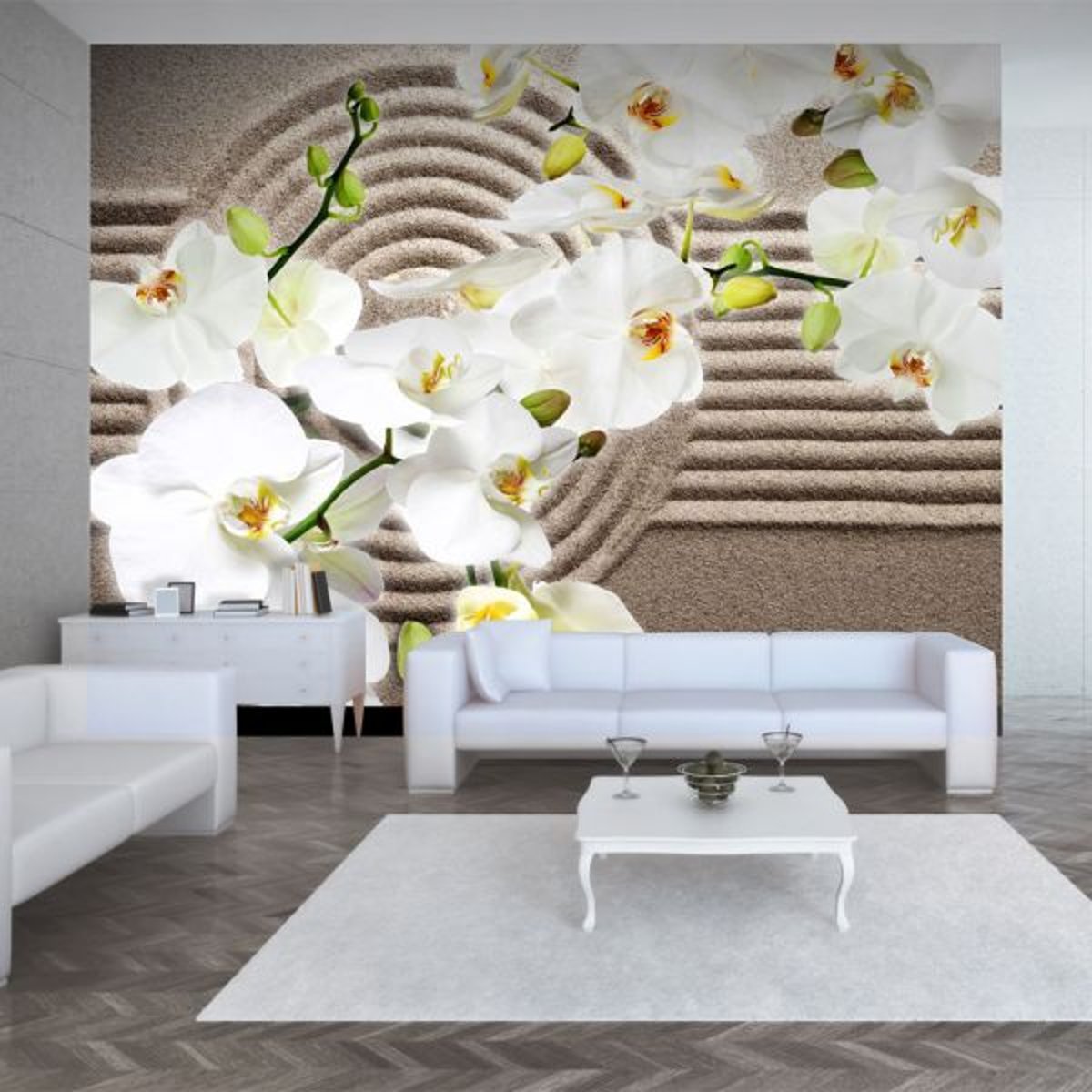 Papier peint intissé panoramique Orient Beautiful Zen Garden beige, EDEN