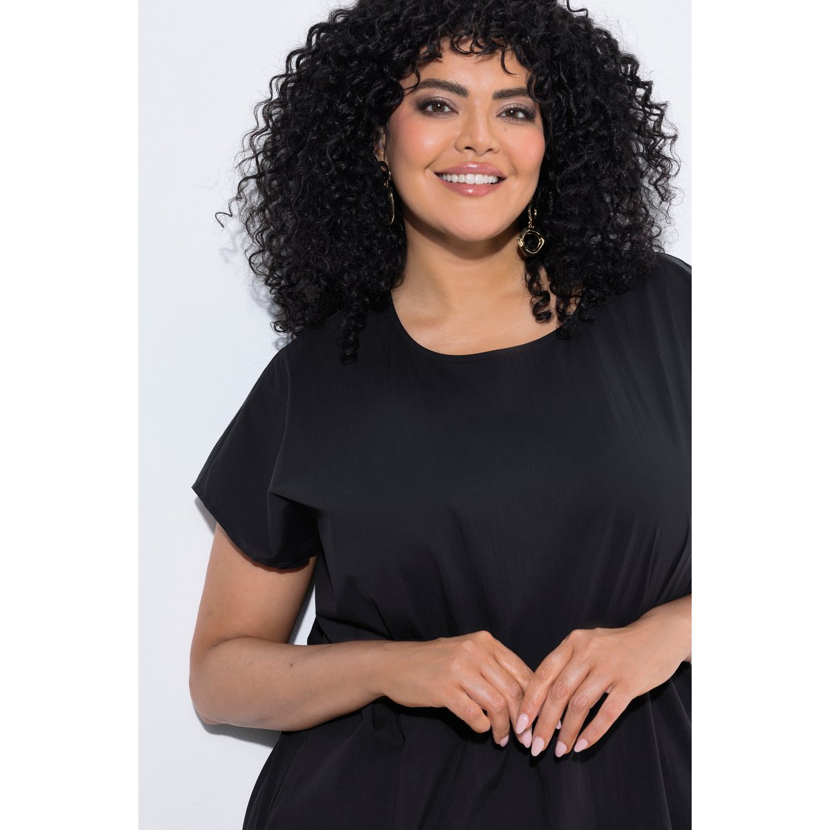 Robe longue, plis décoratifs, cintrée noir, ULLA POPKEN