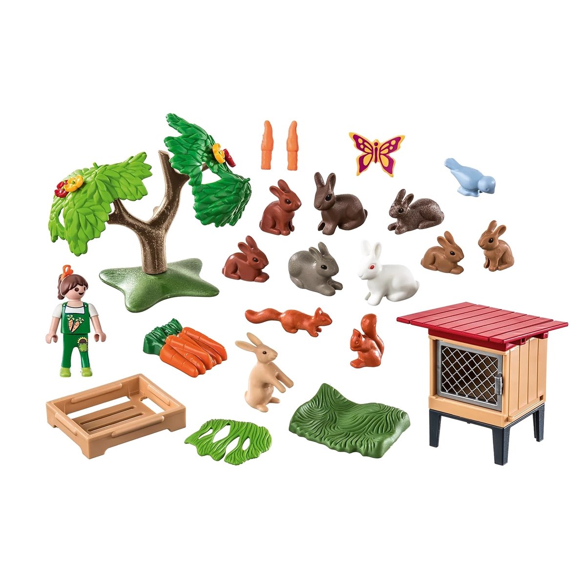 Enfant avec enclos et lapins multicolore, PLAYMOBIL