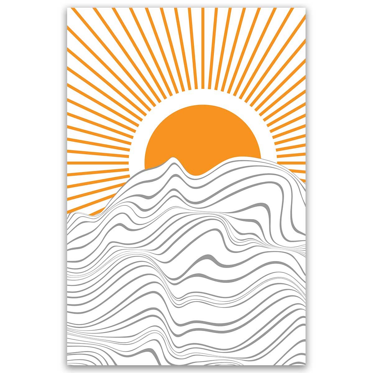 Tableau soleil abstrait lignes modernes toile imprimée, HEXOA