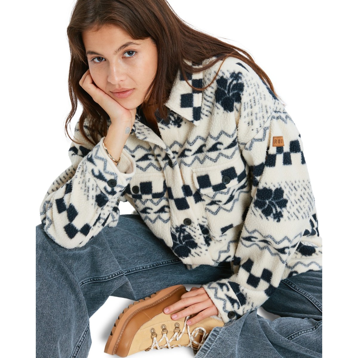 Veste en polaire MORNING CRUSH SHACKET. beige parchment morning crush, ROXY