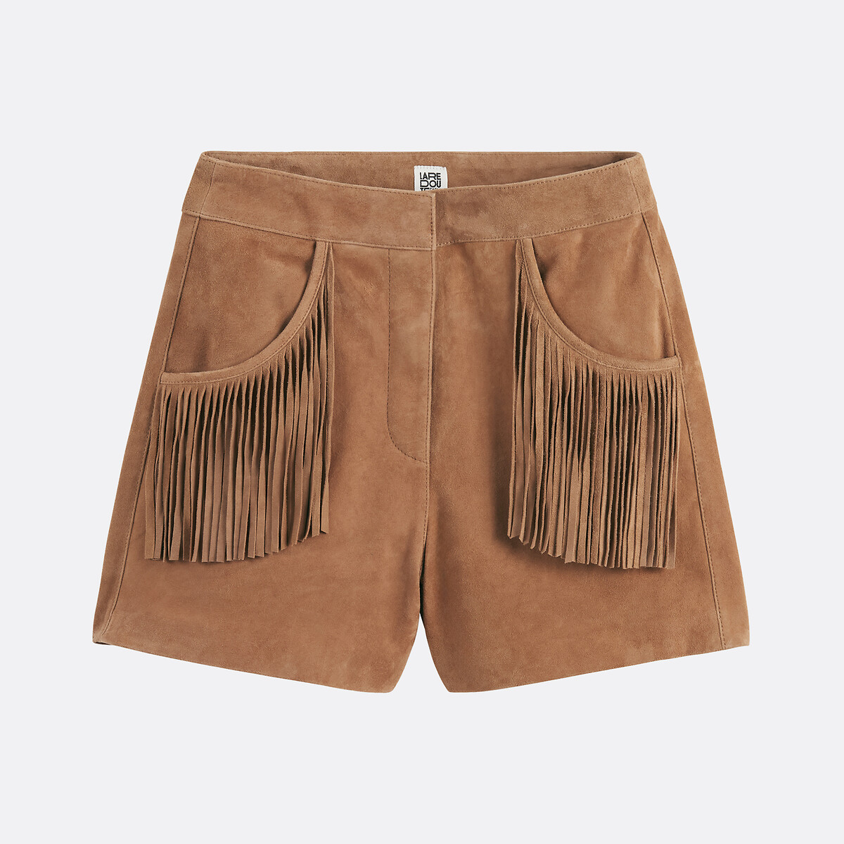 Short en cuir de chèvre velours marron camel, LA REDOUTE COLLECTIONS