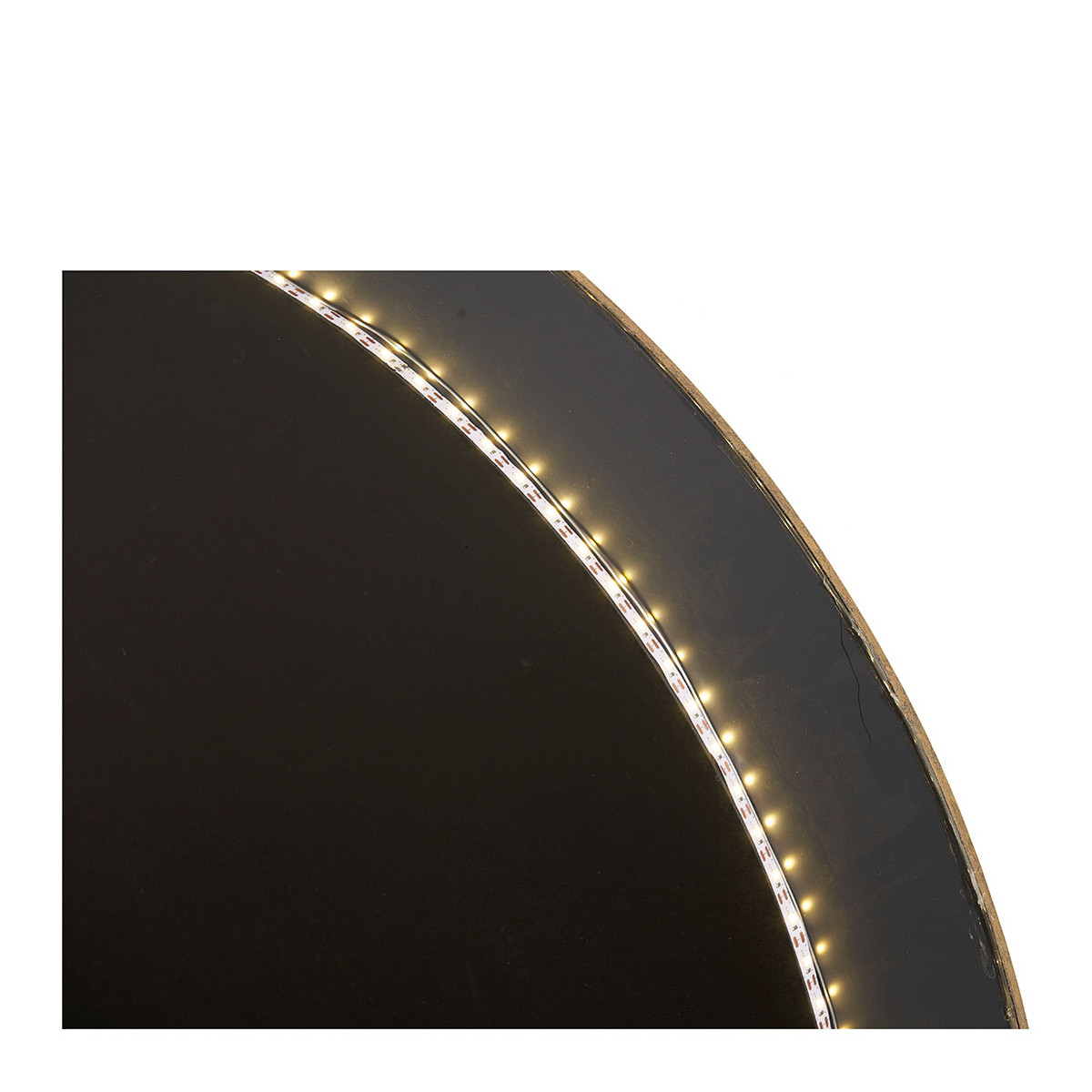 Miroir rond avec LED, métal fnition laiton dia 91 laiton, BLANC D’IVOIRE