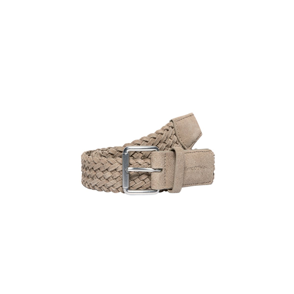 Ceinture tressée en cuir velours doux beige, MARC O'POLO