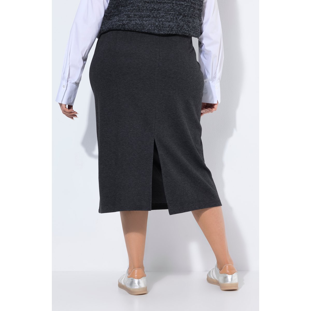 Jupe longue chiné anthracite, ULLA POPKEN