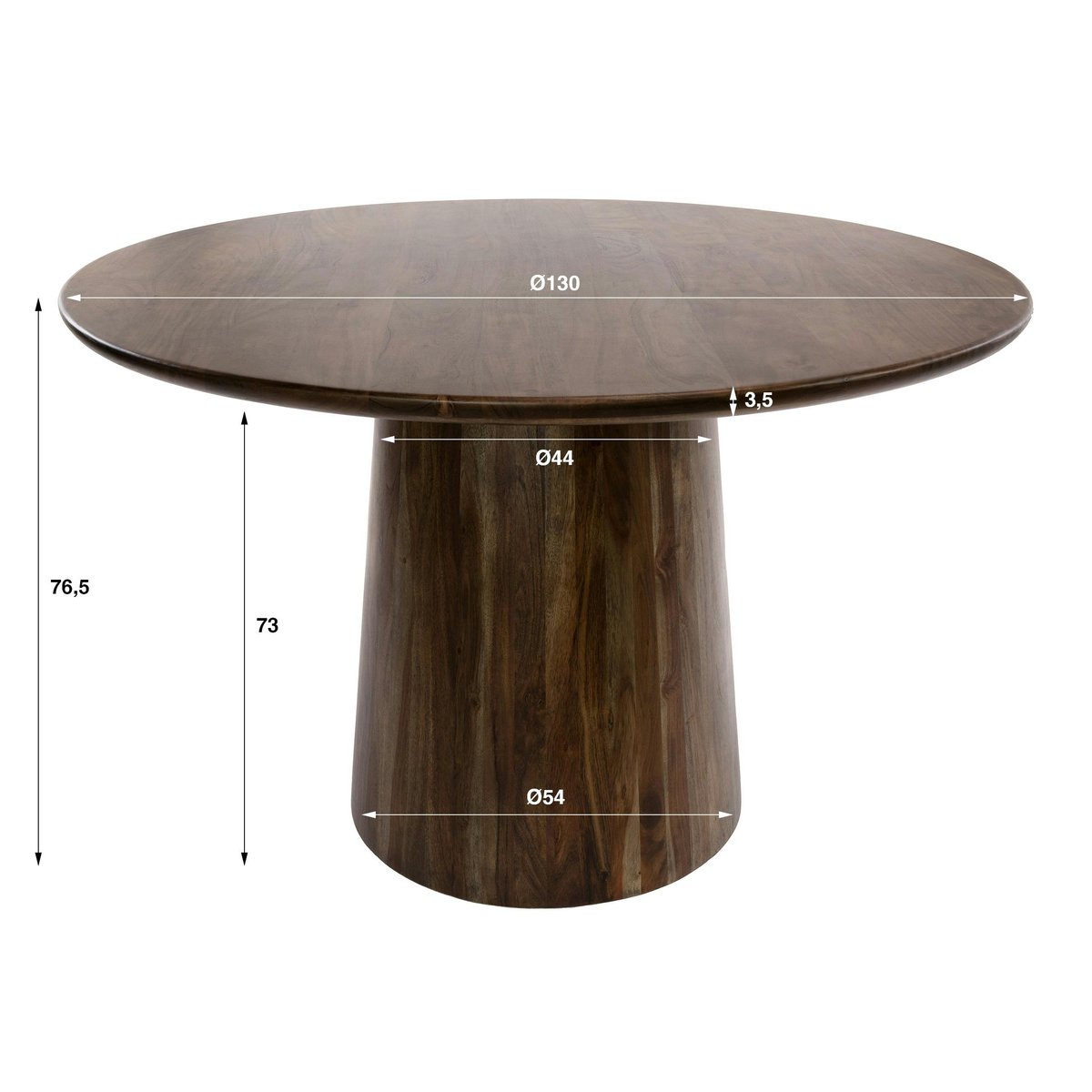 Table ronde en bois d'acacia foncé design organique Ø130 cm NAKO marron, PIER IMPORT
