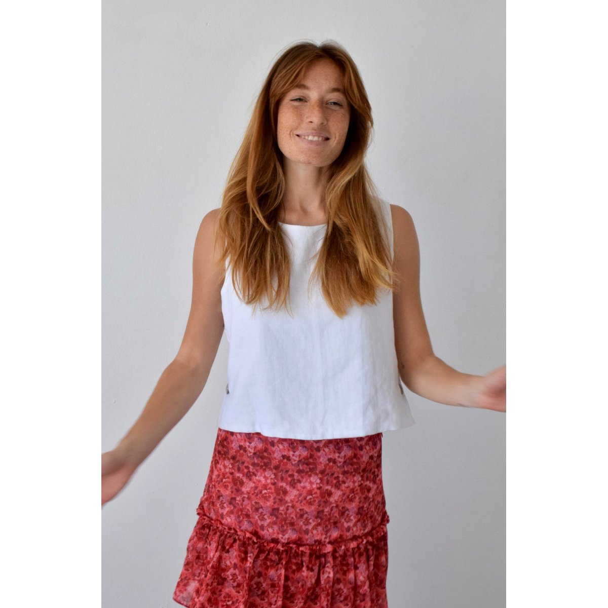 Top bretelles boutons latéraux CLAUDIA blanc, MINDTRAVELER