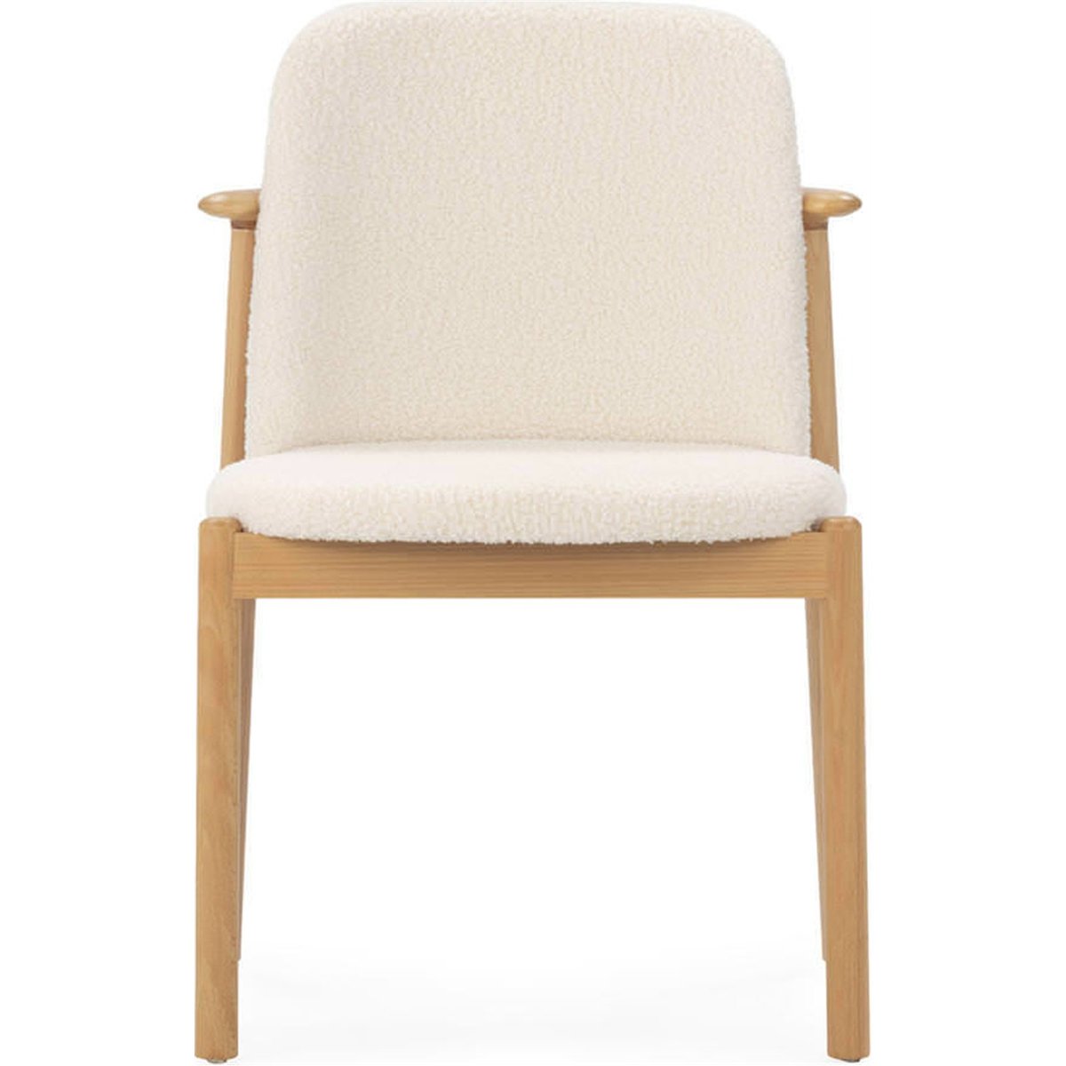 Chaise en hêtre et tissu bouclé naturel et blanc, RECOLLECTION