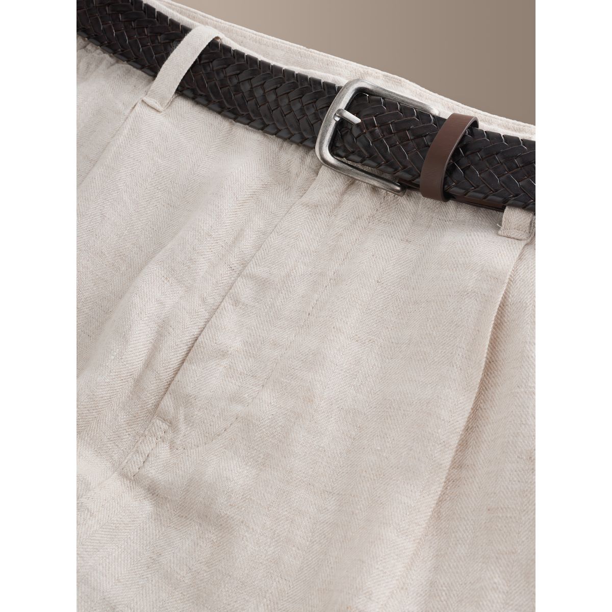 Pantalon lin à chevrons signature os, NEXT