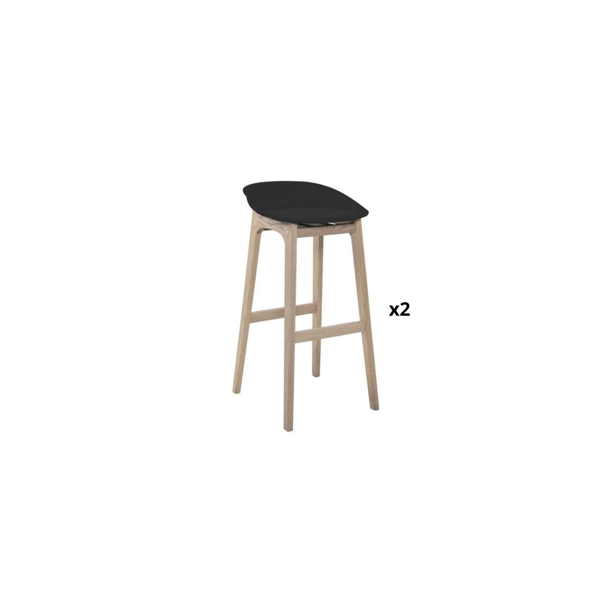 Lot de tabourets de bar en bois 65cm RIVA noir, MOB IN