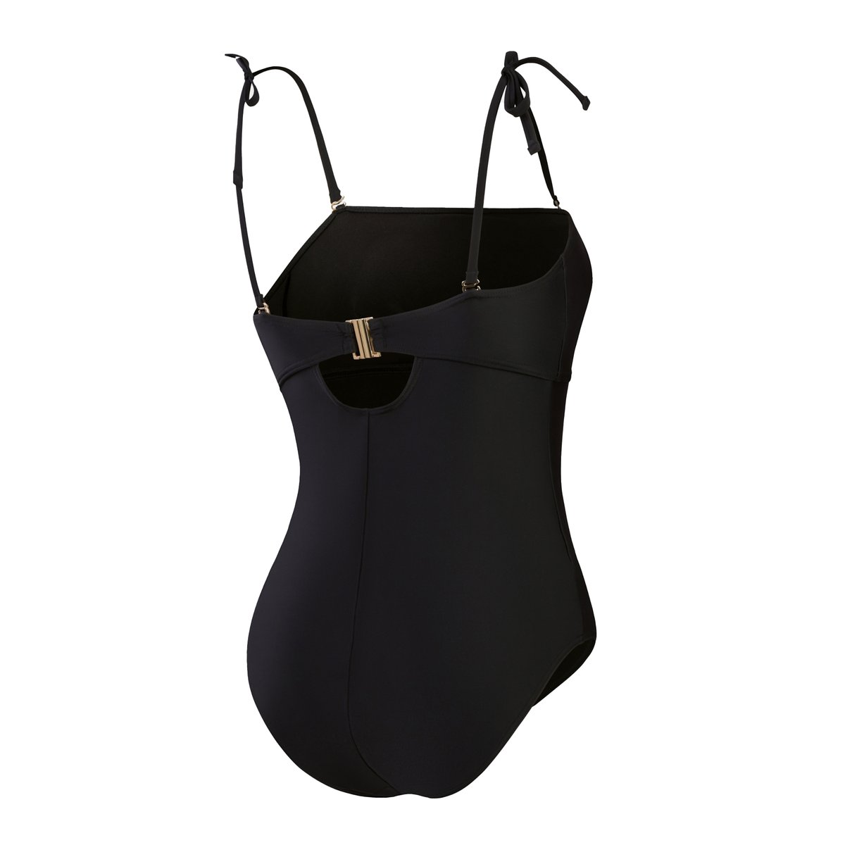 Maillot de bain 1 pièce uni avec bretelles fines amovibles à nouer motif/style logo noir, SPEEDO