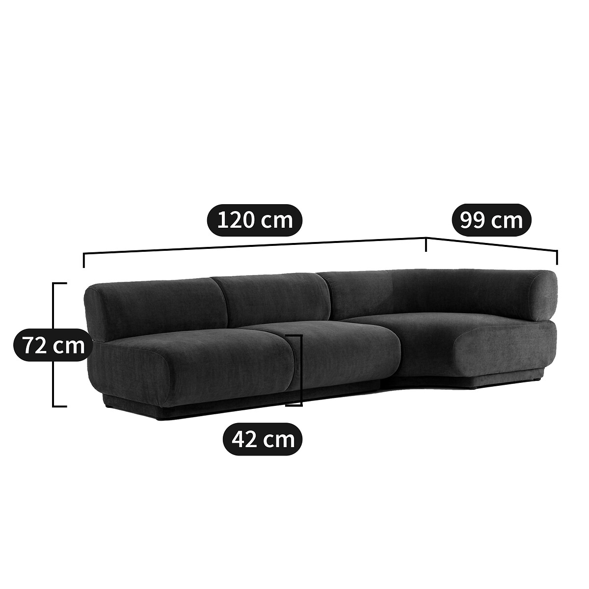 Angle modulable velours texturé, Teide ecru, LA REDOUTE INTERIEURS