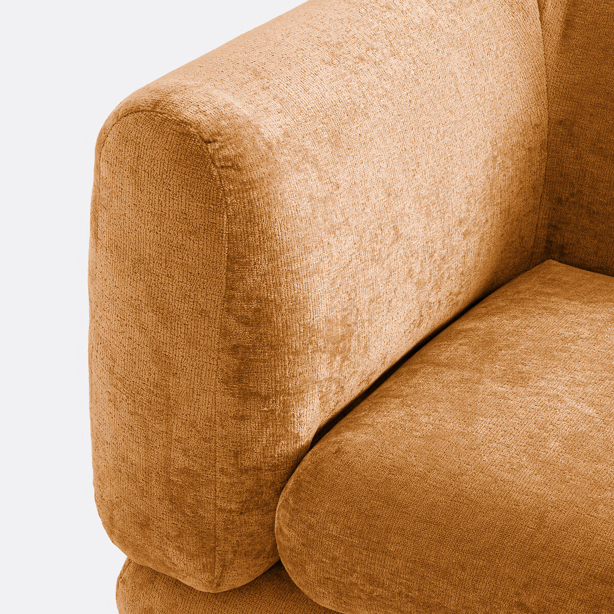 Sofá esquinero modular, terciopelo grueso, HOOVER arcilla, LA REDOUTE INTERIEURS