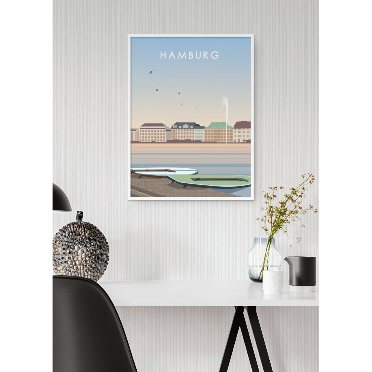 Poster Hamburg blanc, L'AFFICHERIE