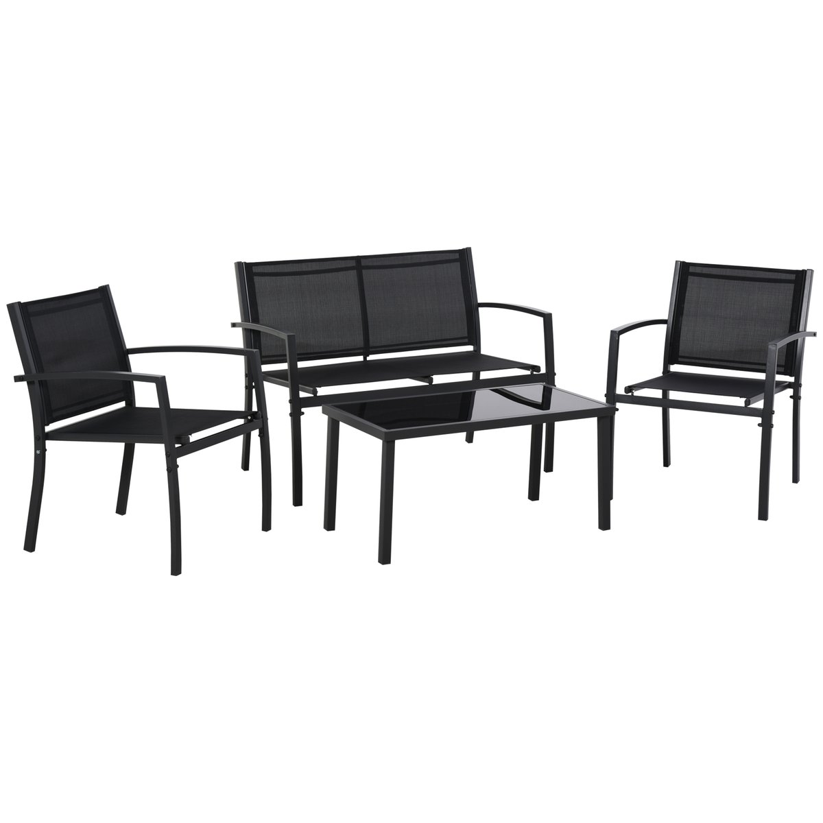 Salon de jardin 4 places noir, OUTSUNNY