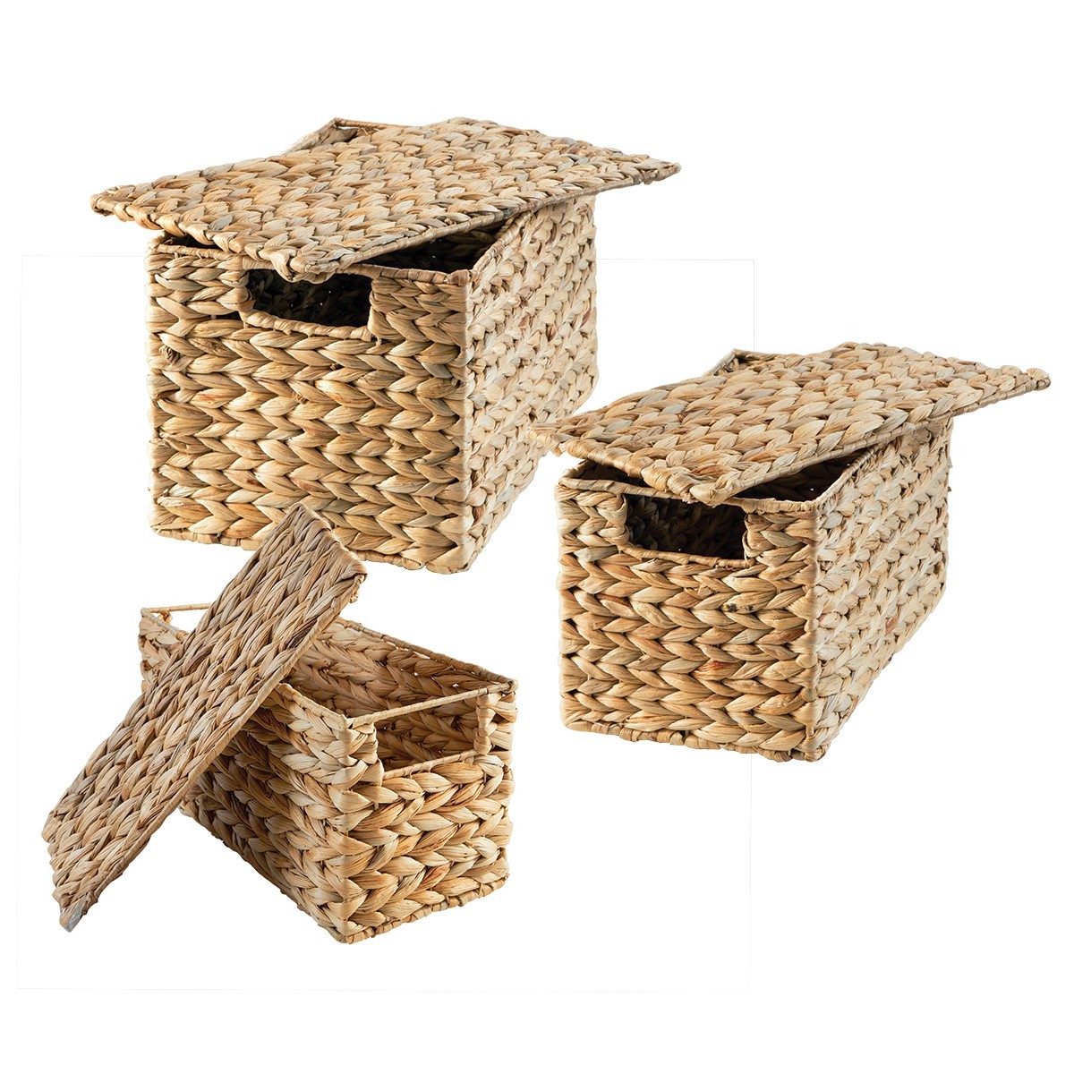 Lot de 3 boîtes en jacinthe d'eau - MAYA beige, CALICOSY