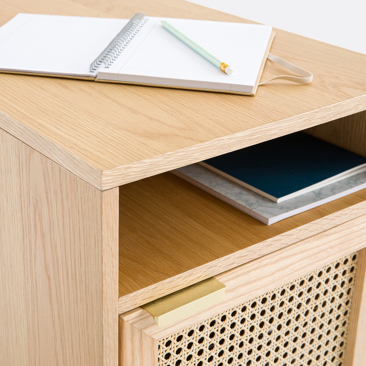 Caisson de bureau à roulettes cannage, Loris naturel, SO'HOME