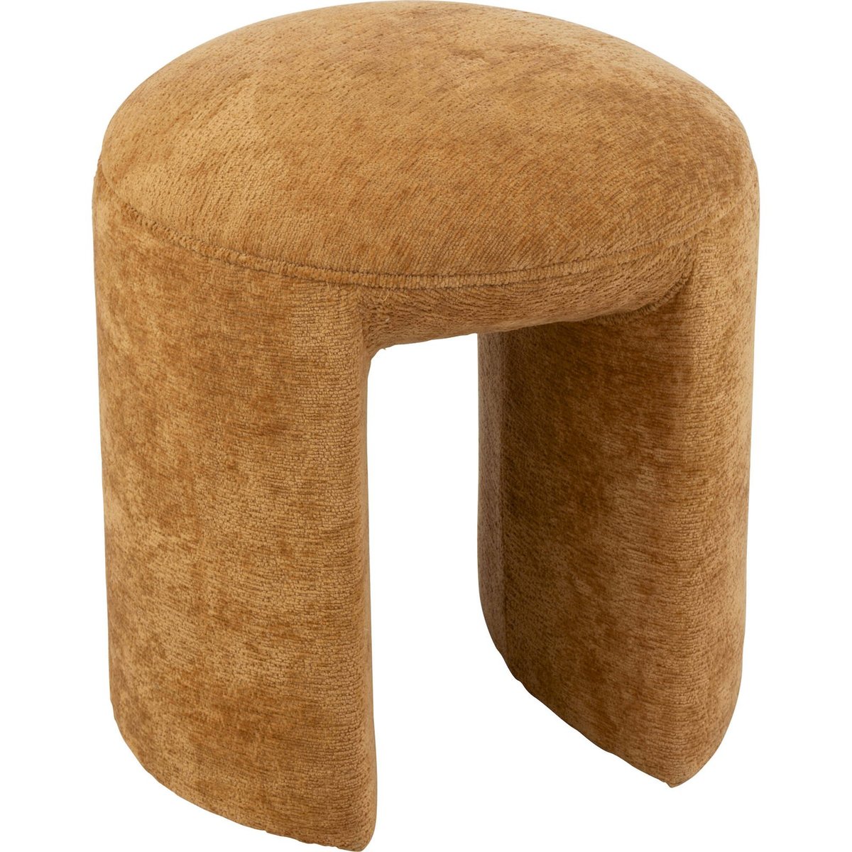 Tabouret rond en tissu ocre jaune chaleureux, RECOLLECTION