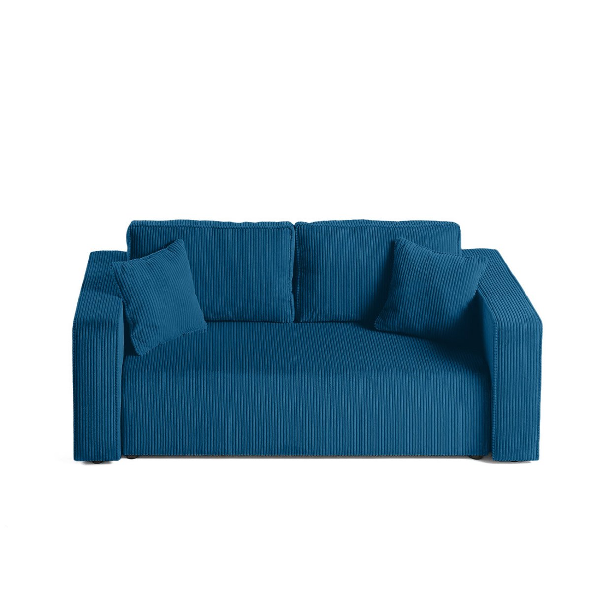 Canapé droit 2 places en velours côtelé, TOPAZE bleu ardoise, BEST MOBILIER