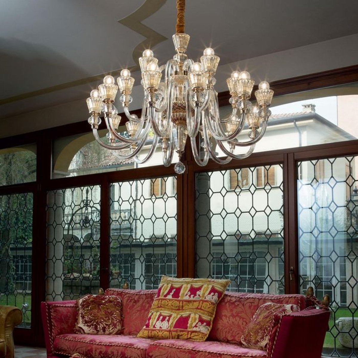 Lustre STRAUSS laiton or doré, IDEAL LUX