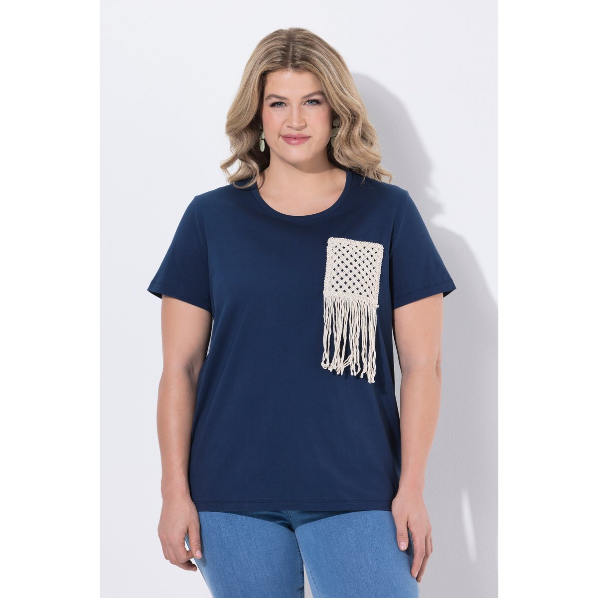 T-shirt en coton bio marine, ULLA POPKEN