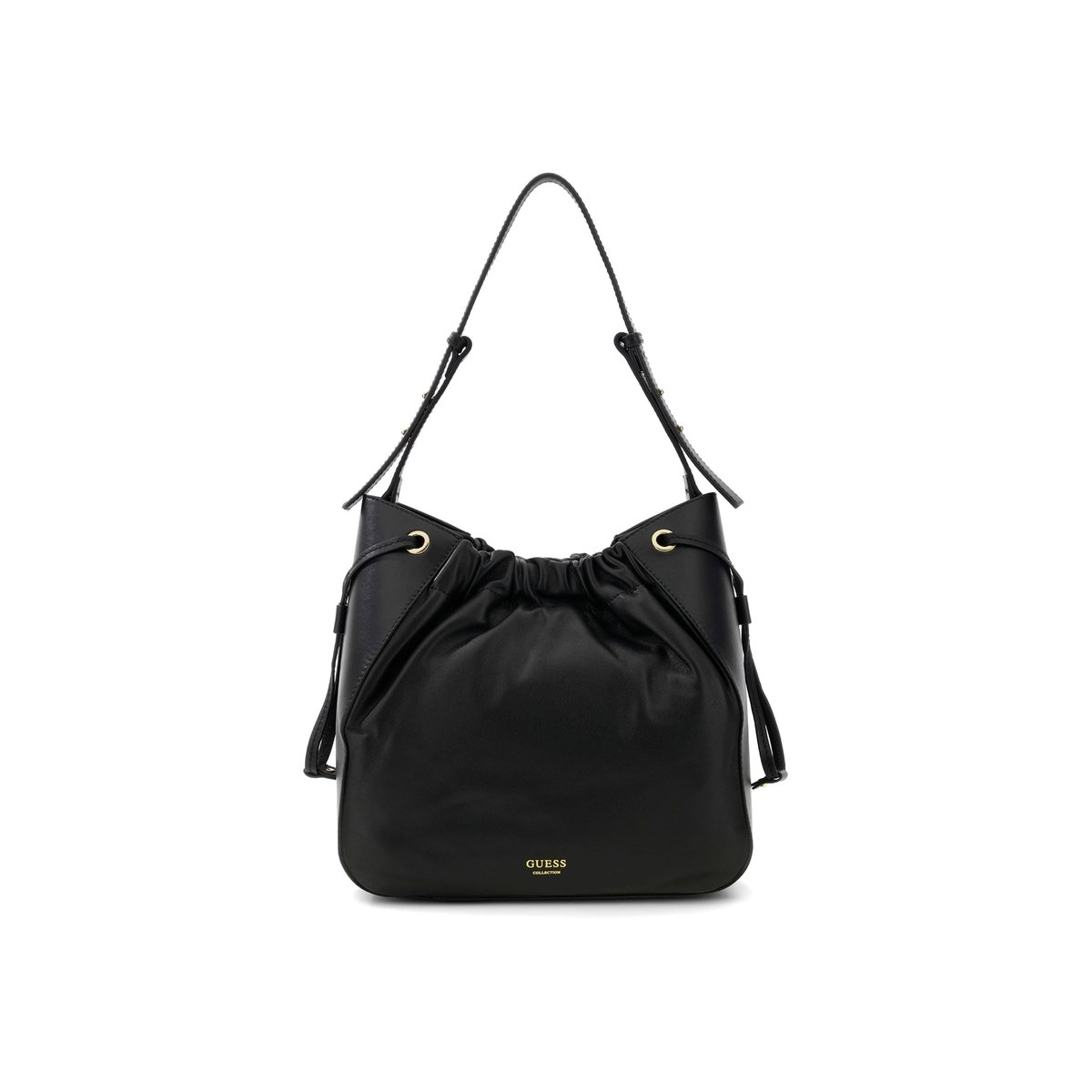Sac Seau En Cuir Véritable Helene noir, GUESS