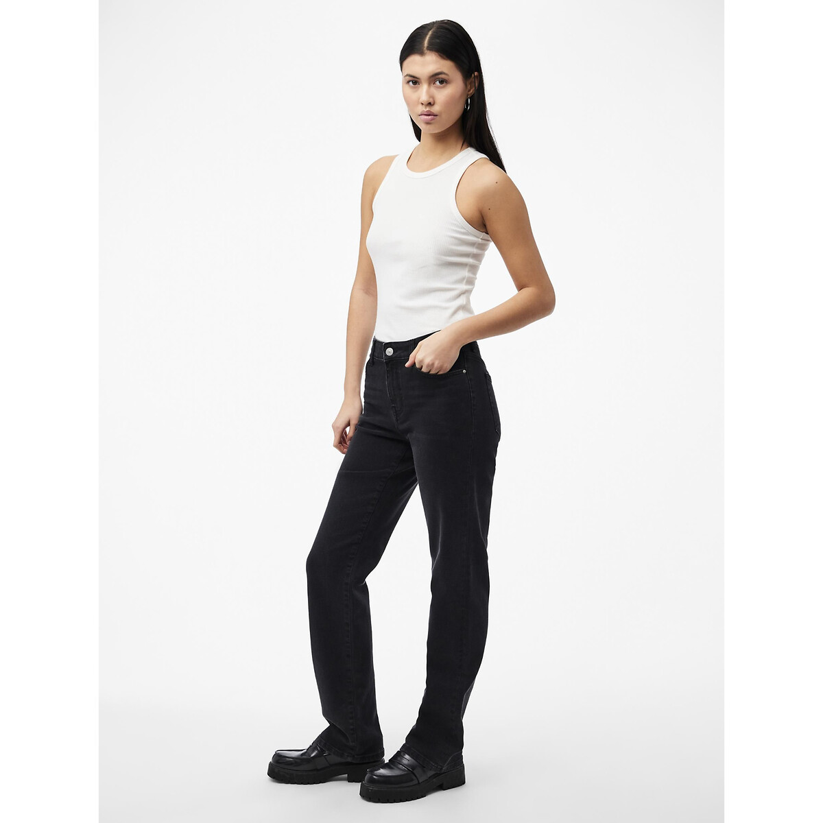 Jean droit black denim, PIECES