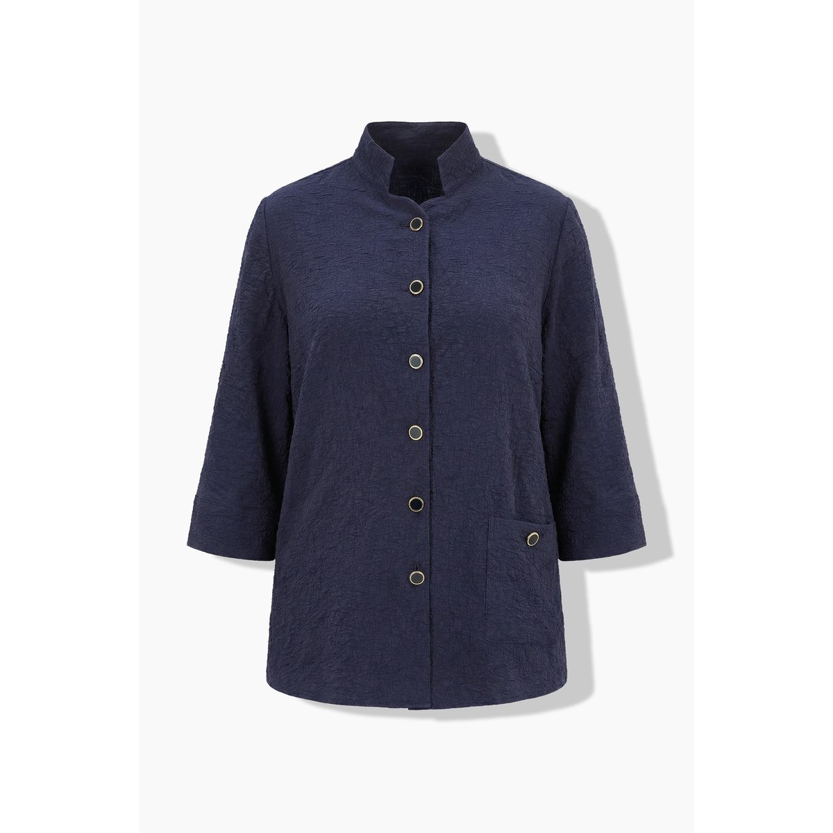 Veste texturée, manches 3/4 et col montant marine foncé, ULLA POPKEN