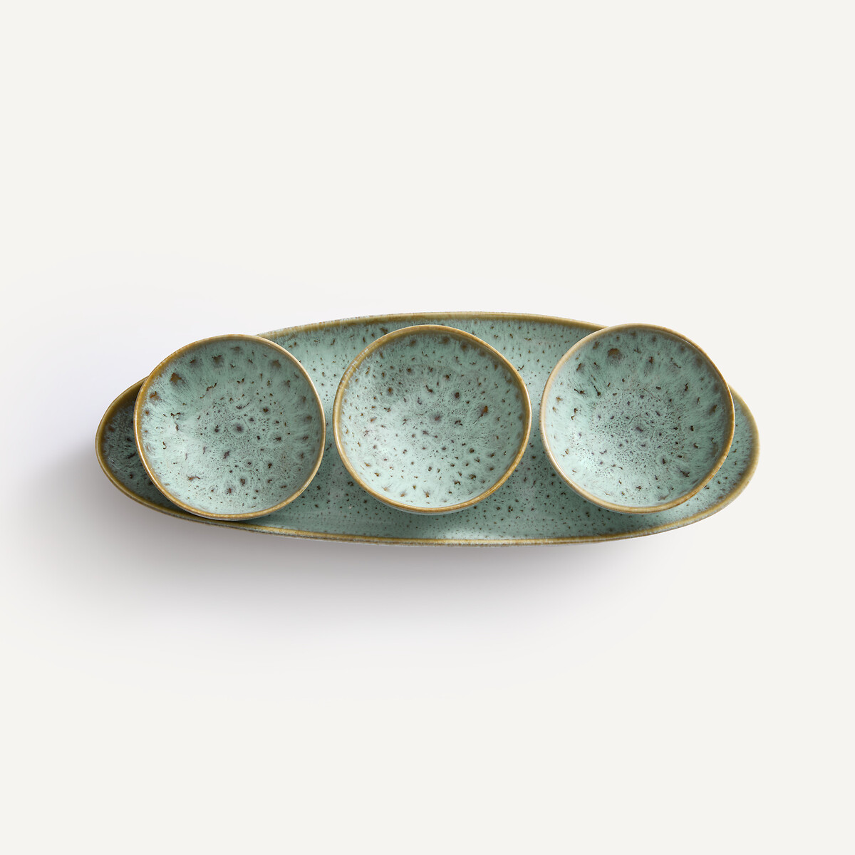 Fara Glazed Stoneware Aperitif Set with Bowls khaki/blue, AM.PM