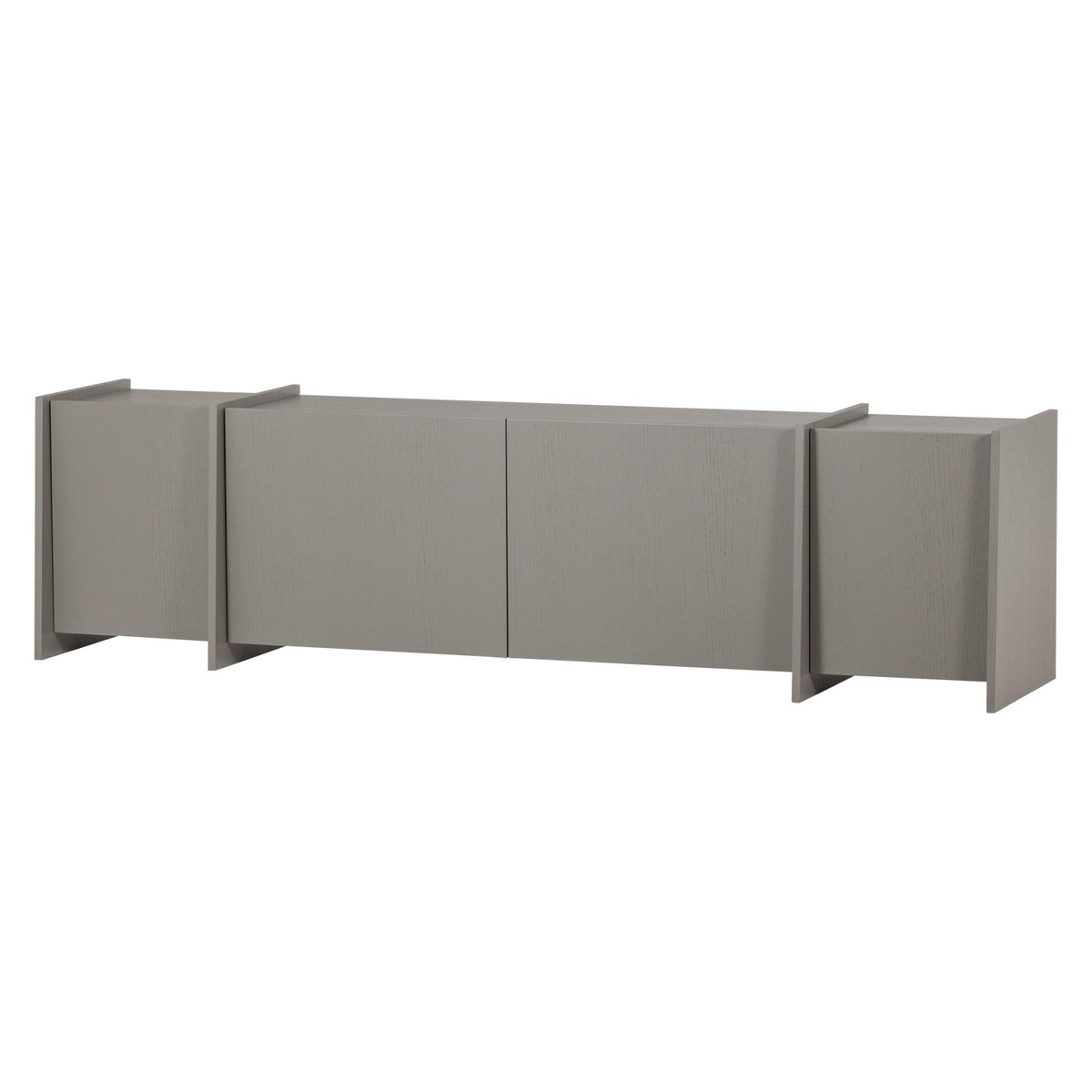 Meuble Tv en placage frêne L200 BROCK gris, WOOOD