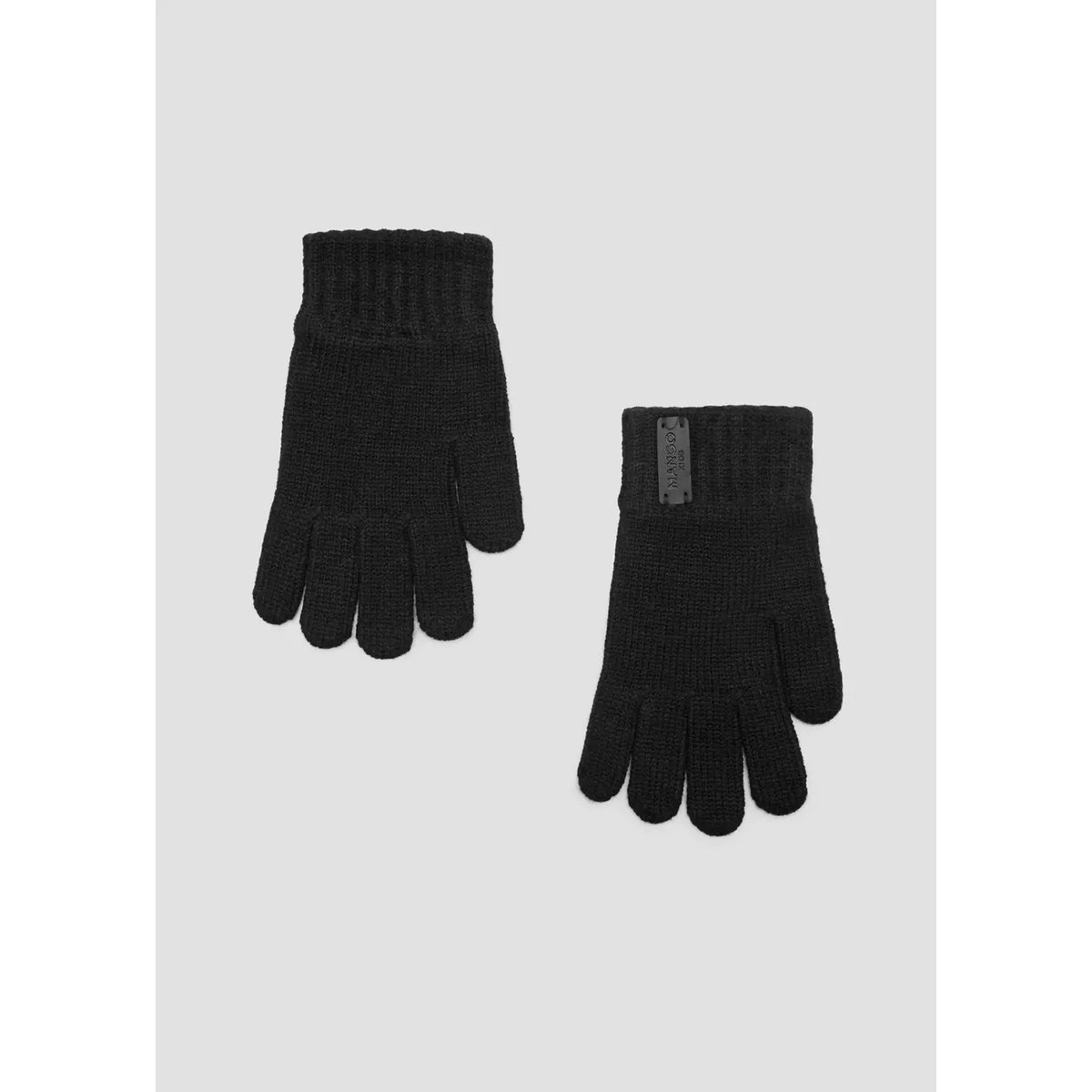 Gants maille bords côtelés noir, MANGO KIDS