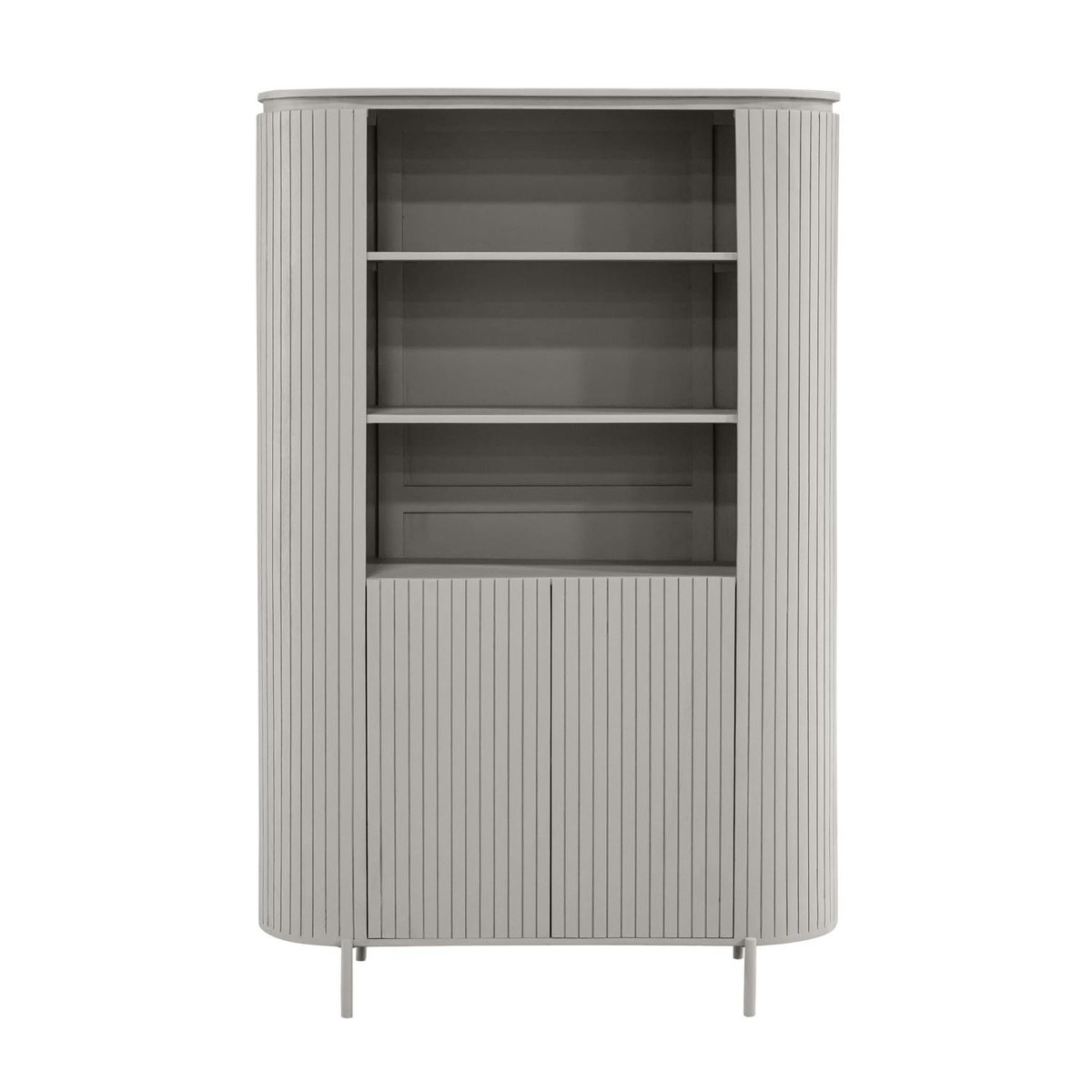 Bibliothèque en bois rainuré CALERO gris, PIER IMPORT