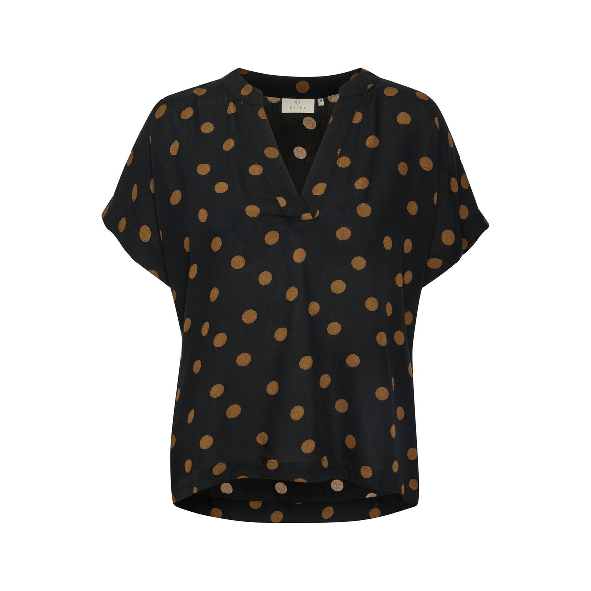 Blouse à manches courtes noir pois marrons, KAFFE