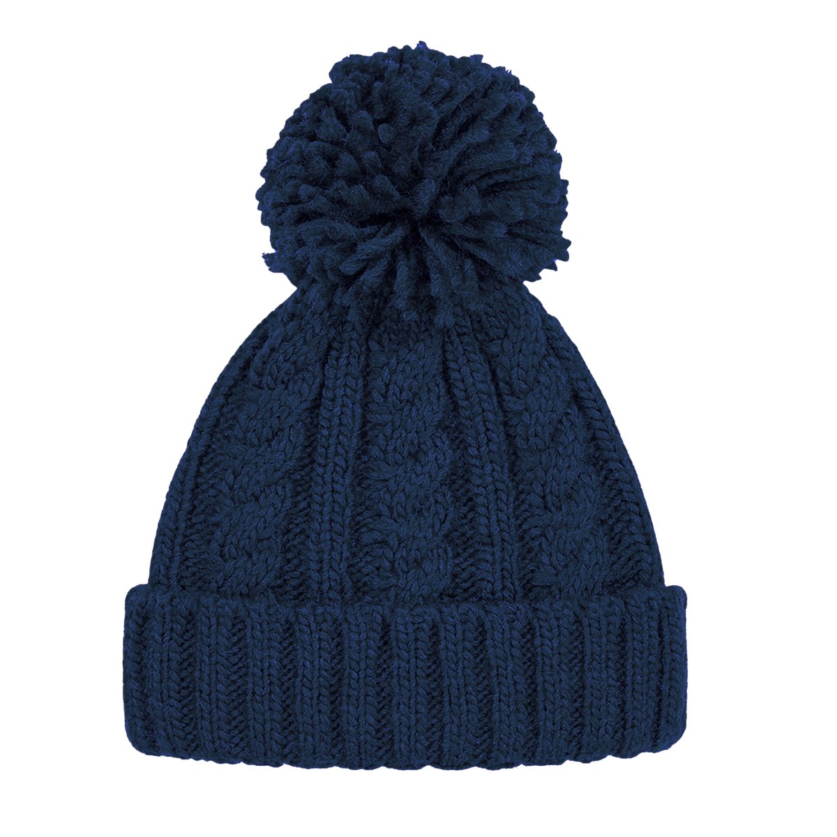 Bonnet à pompon bleu marine, BEECHFIELD
